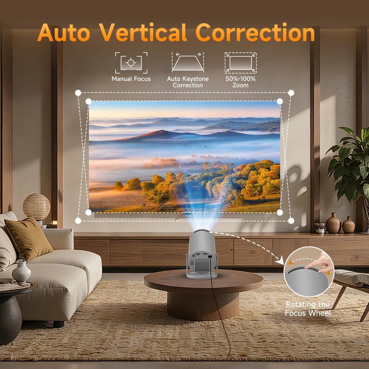 Mini Projector 8K 1080P Support with Wifi 6 & BT 5.4 290 ANSI Brightness, Auto Keystone, 180 Degree Rotation, Portable Projector for Home Theater & Outdoor Movies Hy300Pro Grey