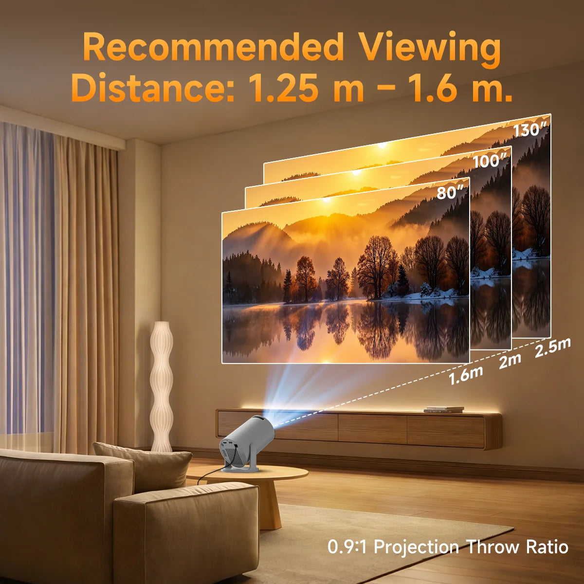 Mini Projector 8K 1080P Support with Wifi 6 & BT 5.4 290 ANSI Brightness, Auto Keystone, 180 Degree Rotation, Portable Projector for Home Theater & Outdoor Movies Hy300Pro Grey