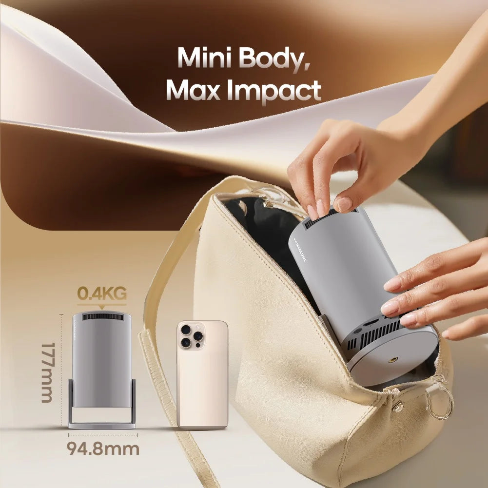 Mini Projector 8K 1080P Support with Wifi 6 & BT 5.4 290 ANSI Brightness, Auto Keystone, 180 Degree Rotation, Portable Projector for Home Theater & Outdoor Movies Hy300Pro Grey